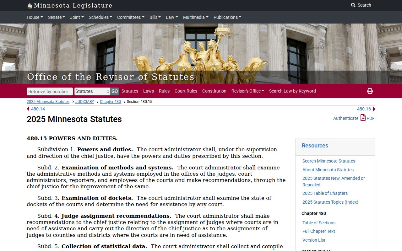 Washington County civil docket court administrator duties