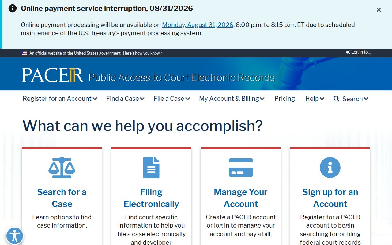 Cottage Grove Washington County court docket federal PACER boundary