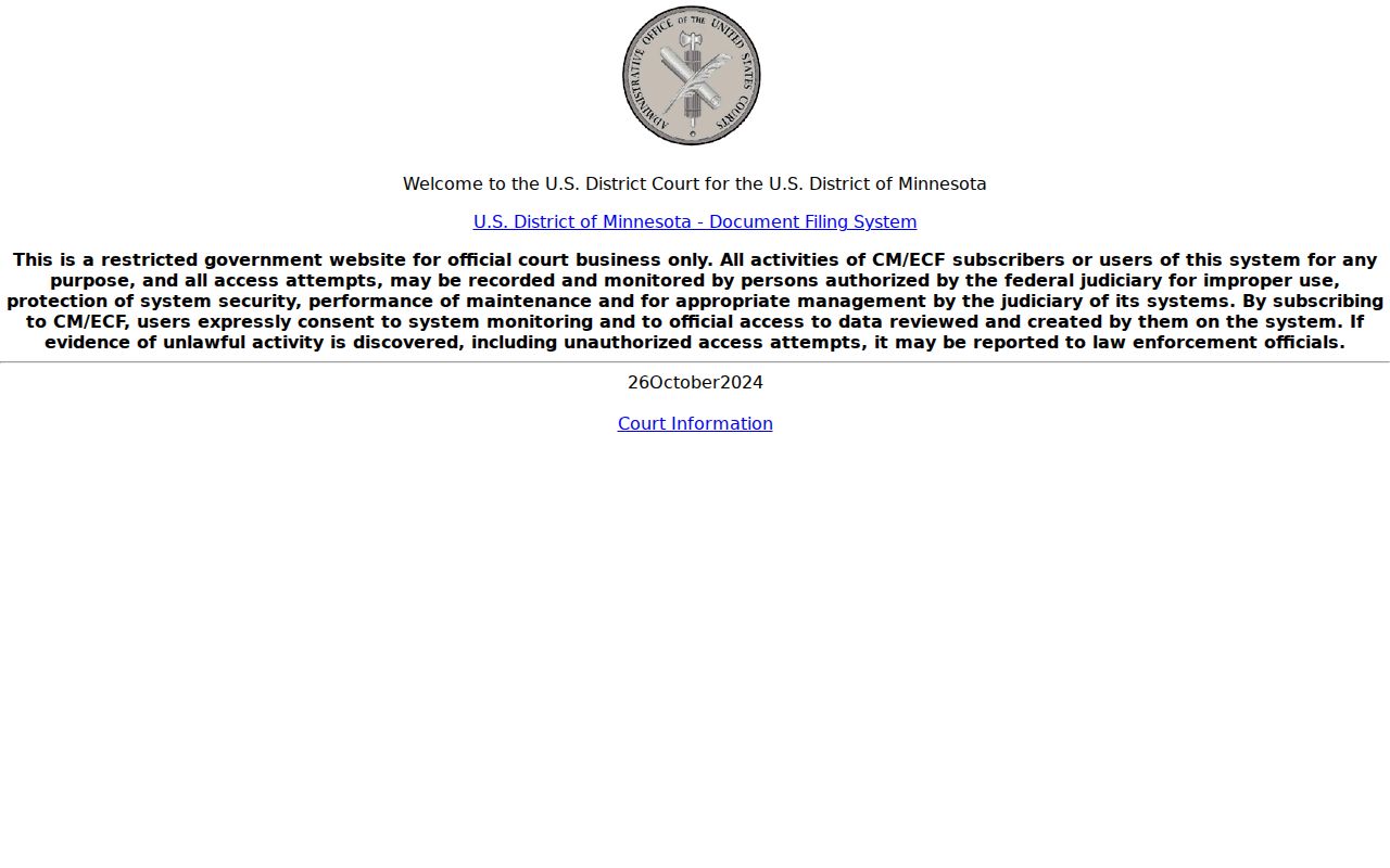 Cottage Grove Washington County court docket federal filing boundary