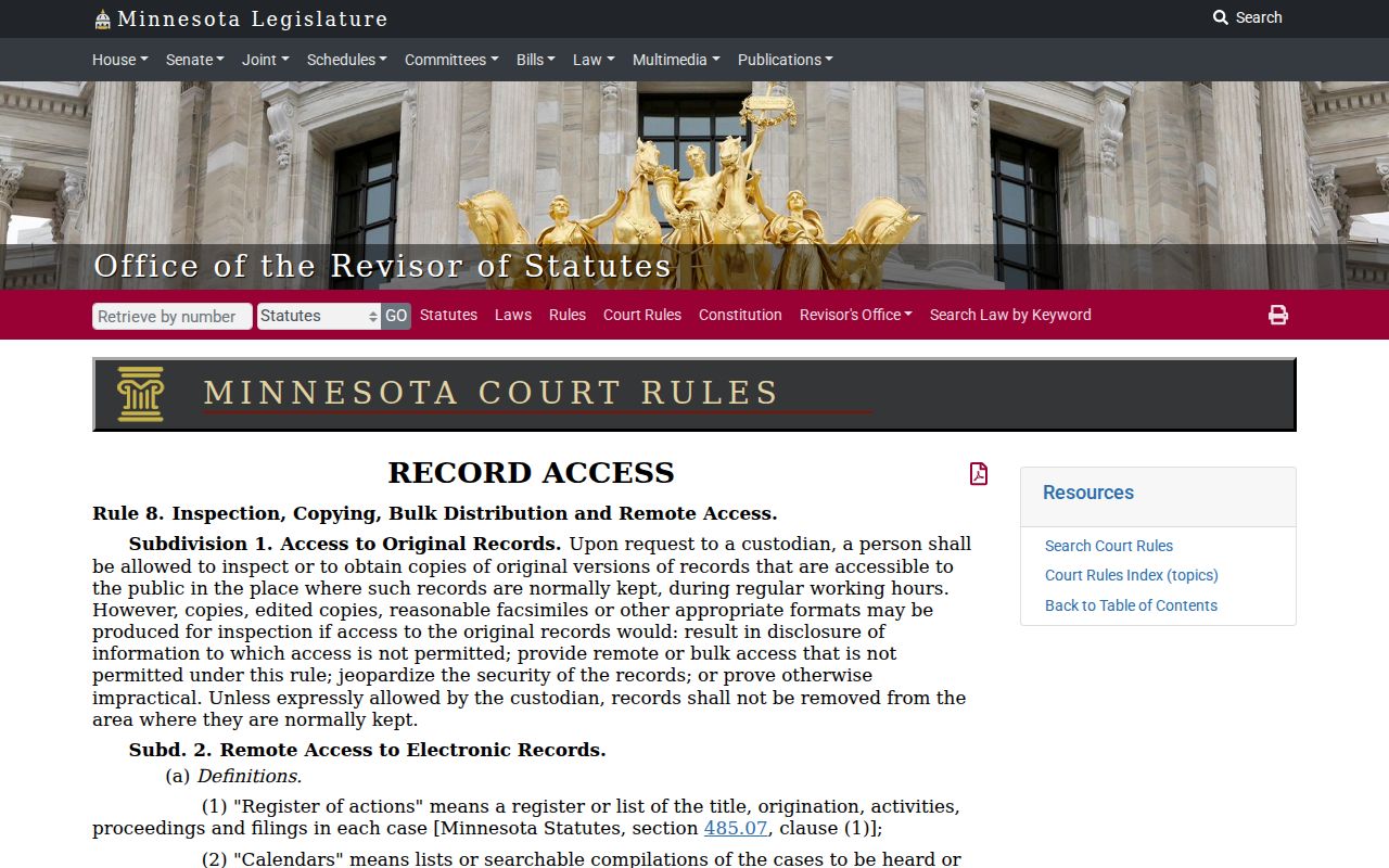 Washington County criminal docket remote access rule