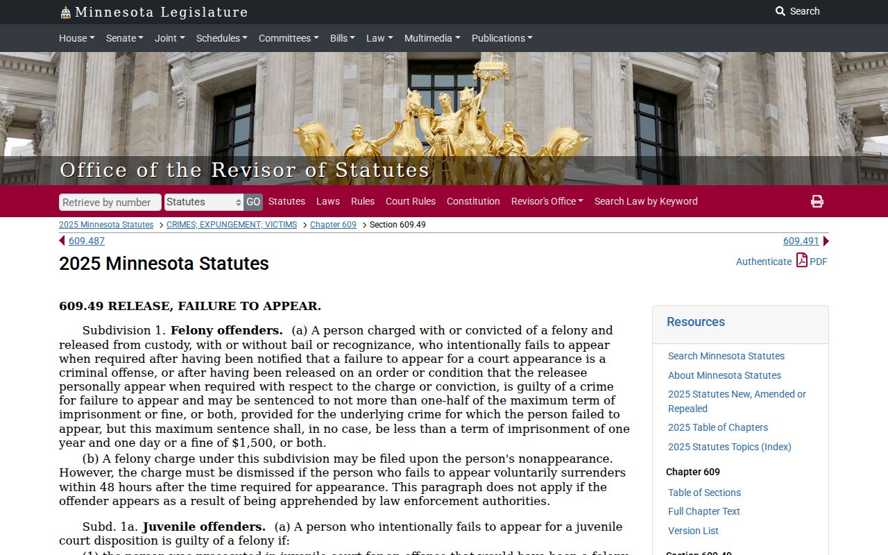 Washington County criminal docket failure to appear statute