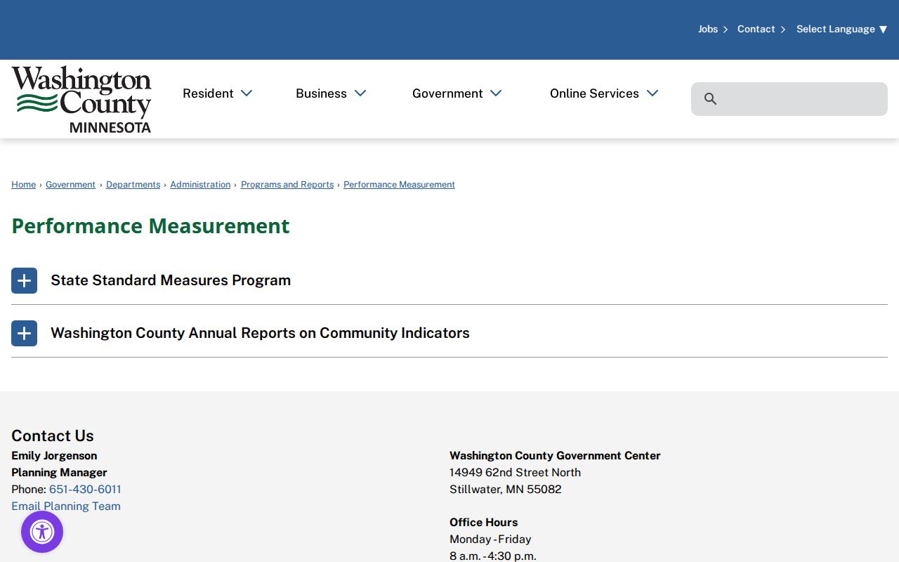 Washington County court docket county performance information