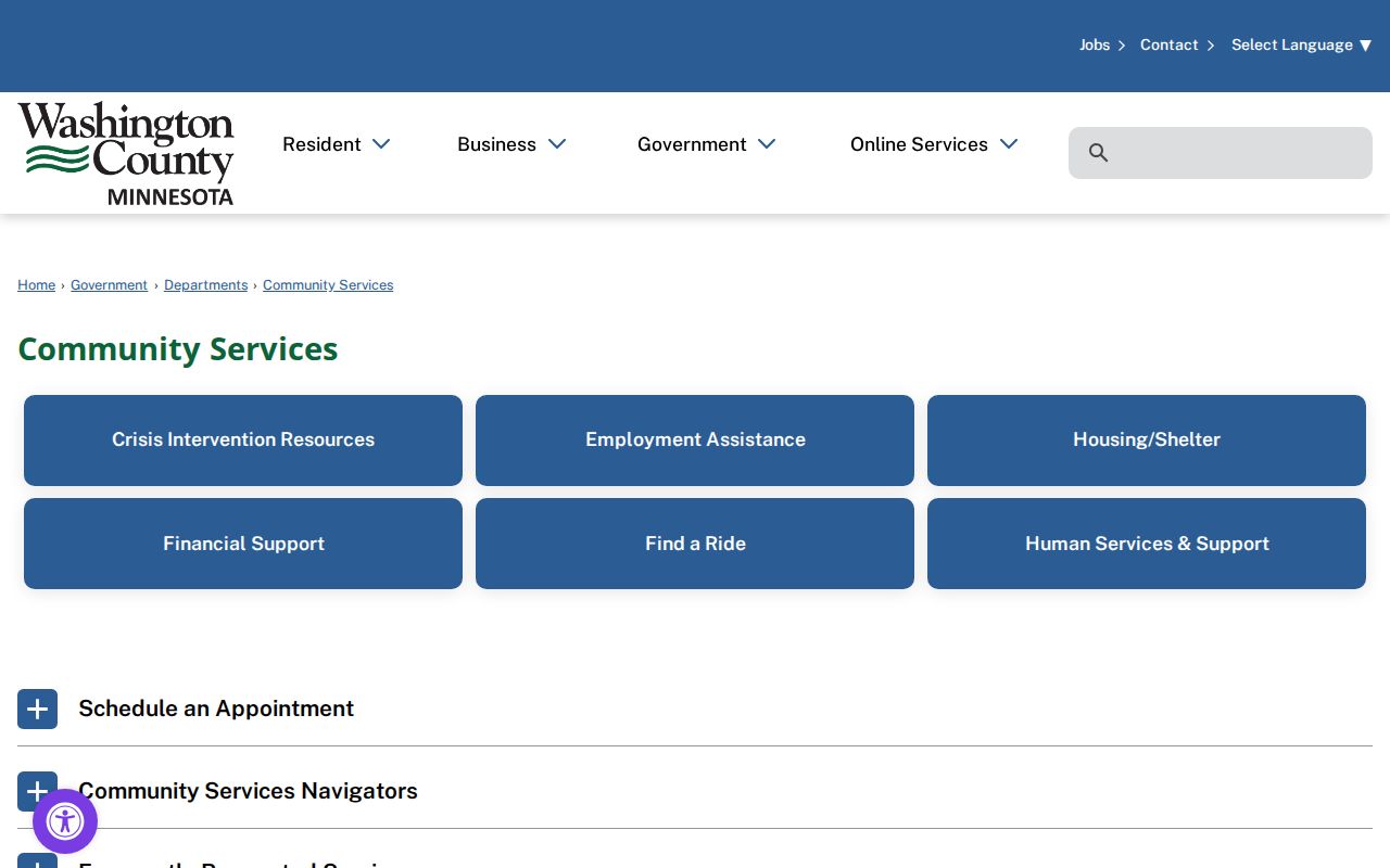 Washington County court docket community services information