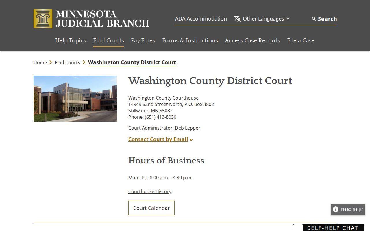 Washington County court docket District Court information