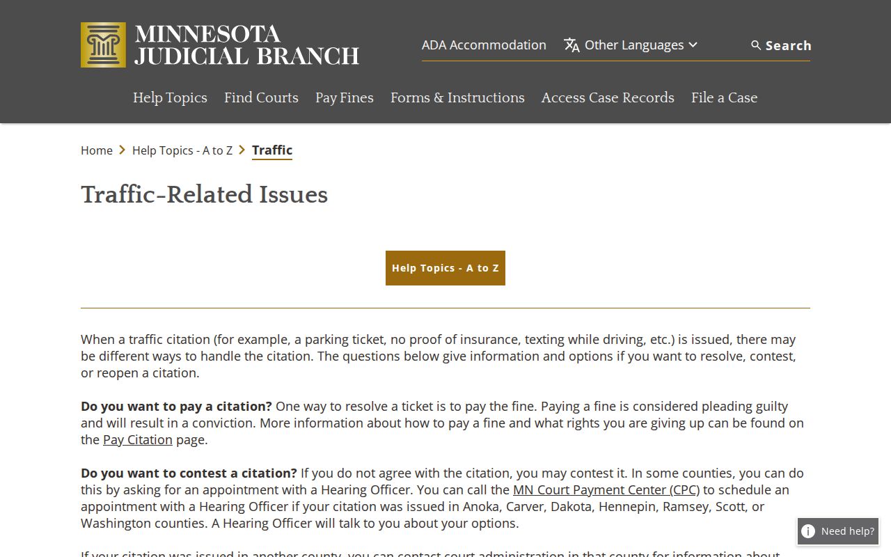 Washington County traffic ticket official guidance source